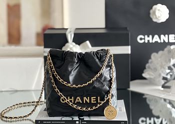 Chanel 22 mini bag Glossy Calfskin & Gold Metal Black AS3260