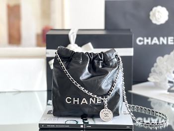 Chanel 22 mini bag Glossy Calfskin & Silver Metal Black AS3260
