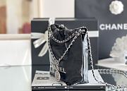 Chanel 22 mini bag Glossy Calfskin & Silver Metal Black AS3260 - 6