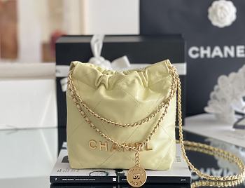 Chanel 22 mini bag Glossy Calfskin & Gold Metal Yellow AS3260