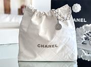 Chanel 22 Handbag Shiny Calfskin & Silver-Tone Metal White AS3261 - 1