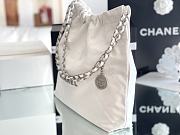 Chanel 22 Handbag Shiny Calfskin & Silver-Tone Metal White AS3261 - 5