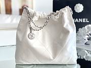 Chanel 22 Handbag Shiny Calfskin & Silver-Tone Metal White AS3261 - 4