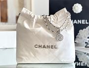 Chanel 22 small bag Glossy Calfskin & Silver Metal White AS3260 - 1