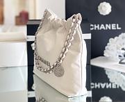 Chanel 22 small bag Glossy Calfskin & Silver Metal White AS3260 - 4