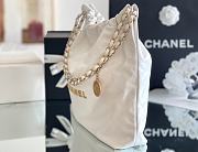 Chanel 22 Handbag Shiny Calfskin & Gold-Tone Metal White AS3261 - 5