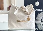 Chanel 22 small bag Glossy Calfskin & Gold Metal White AS3260 - 5
