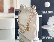 Chanel 22 small bag Glossy Calfskin & Gold Metal White AS3260 - 4