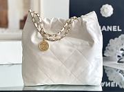 Chanel 22 small bag Glossy Calfskin & Gold Metal White AS3260 - 3