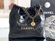 Chanel 22 Handbag Shiny Calfskin & Gold-Tone Metal Black AS3261 - 1