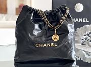 Chanel 22 Handbag Shiny Calfskin & Gold-Tone Metal Black AS3261 - 4