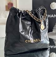 Chanel 22 Handbag Shiny Calfskin & Gold-Tone Metal Black AS3261 - 2
