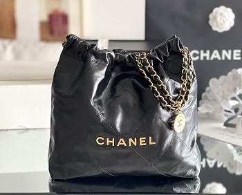 Chanel 22 small bag Glossy Calfskin & Gold Metal Black AS3260