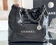 Chanel 22 Handbag Shiny Calfskin & Silver-Tone Metal Black AS3261 - 5