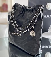 Chanel 22 Handbag Shiny Calfskin & Silver-Tone Metal Black AS3261 - 2