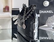 Chanel 22 small bag Glossy Calfskin & Silver Metal Black AS3260 - 4