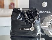 Chanel 22 small bag Glossy Calfskin & Silver Metal Black AS3260 - 2