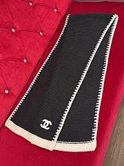 Chanel Border Long Scarf Black - 1