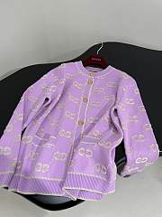 Gucci GG Wool Jacquard Cardigan Purple - 3