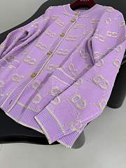Gucci GG Wool Jacquard Cardigan Purple - 2