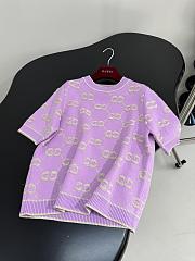 Gucci New GG Wool Jacquard Sweater Purple - 2