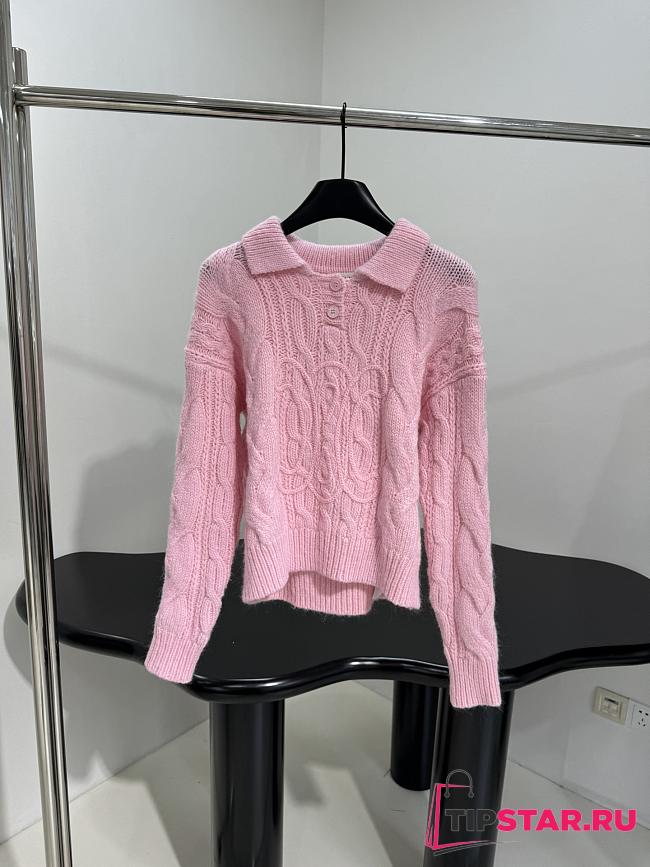 Celine New Wool Blend Polo Shirt Pink - 1