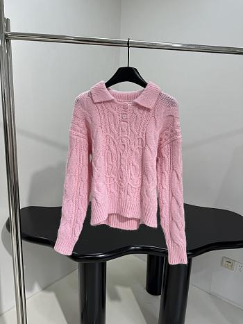 Celine New Wool Blend Polo Shirt Pink