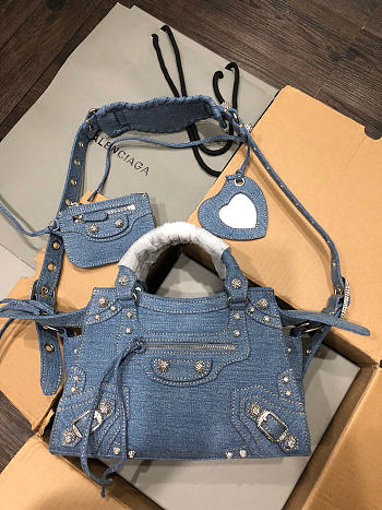 Balenciaga Neo Cagole City Denim Shoulder Bag
