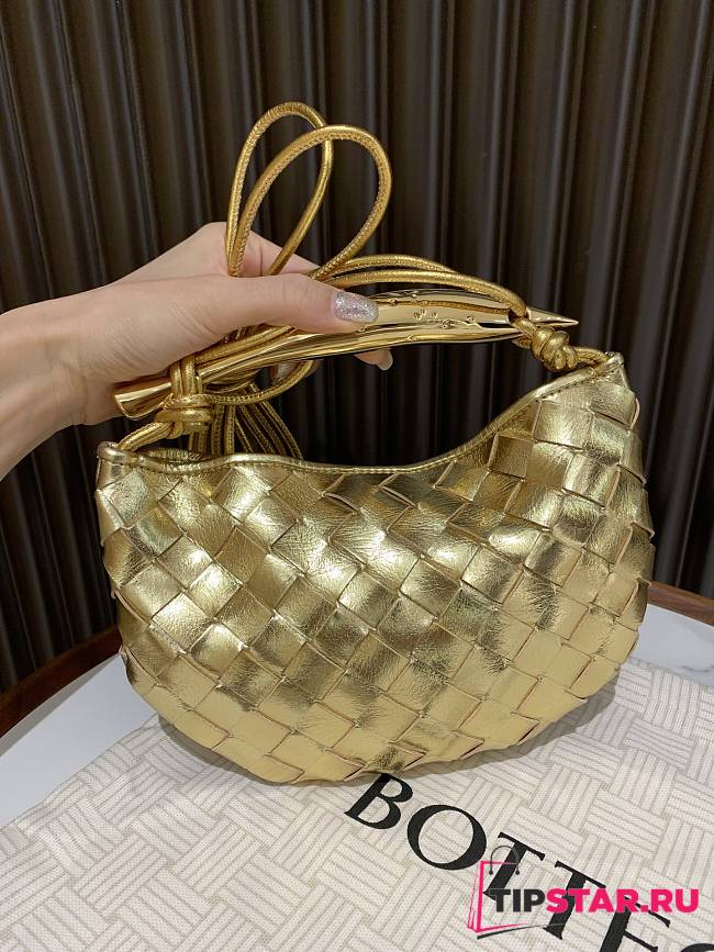 Bottega Veneta Sardine intrecciato metallic leather gold - 1