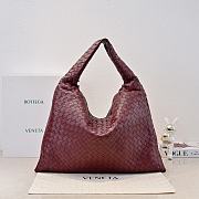 Bottega Veneta Large Hop Intrecciato suede shoulder bag burgundy - 1