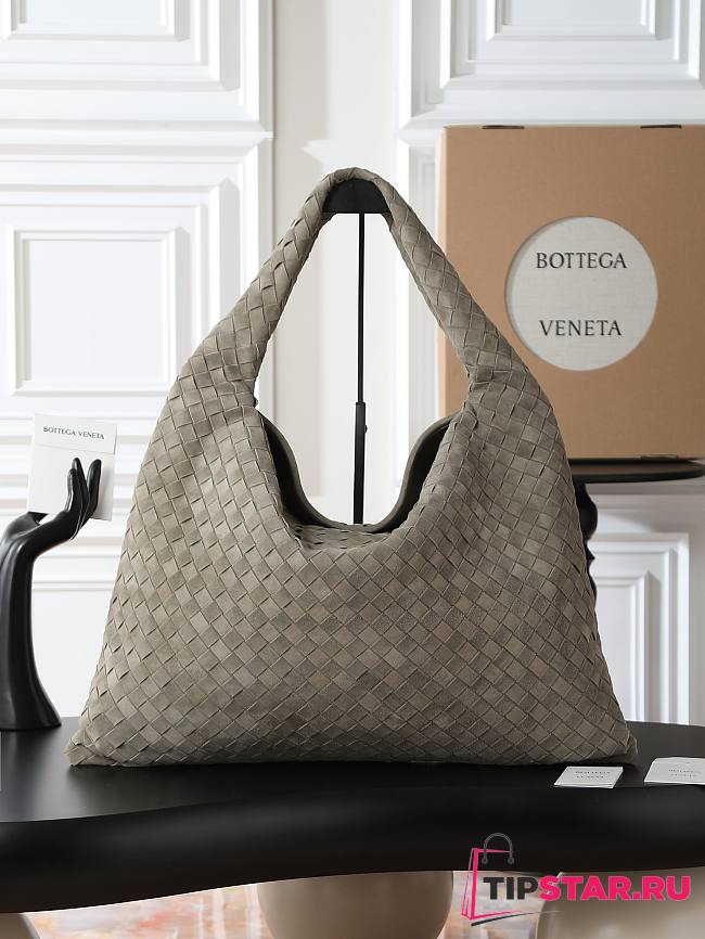 Bottega Veneta Large Hop Intrecciato suede shoulder bag Cypress - 1