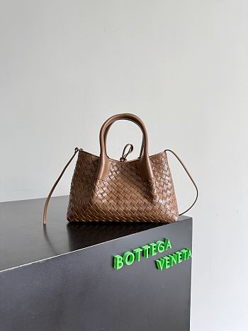 Bottega Veneta Small Pinacoteca silky calfskin tote bag Nocciola/amber