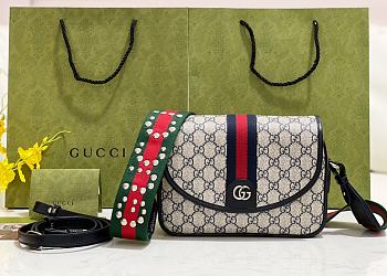 GUCCI OPHIDIA GG SMALL SHOULDER BAG NAVY BLUE