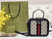 Gucci Ophidia Shoulder Bag Navy Blue Leather Plastic - 1