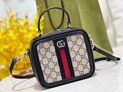 Gucci Ophidia Shoulder Bag Navy Blue Leather Plastic - 4