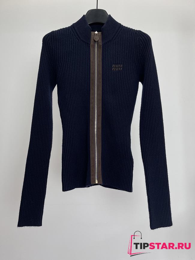 Miumiu knitted cardigan navy blue - 1