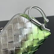 Bottega Veneta Concert Pouch Intrecciato lamina leather Silver/Fresh Mint - 2