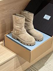 Prada buttoned sleeve platform ankle boots beige - 1