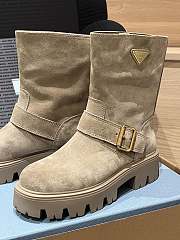 Prada buttoned sleeve platform ankle boots beige - 6
