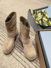 Prada buttoned sleeve platform ankle boots beige - 5