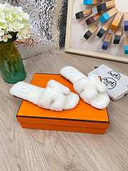 Hermes Furry Flat Slippers 08 - 2
