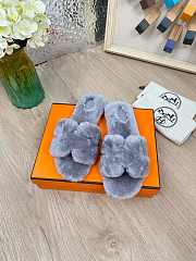 Hermes Furry Flat Slippers 06 - 1
