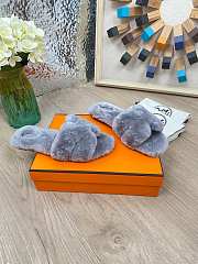 Hermes Furry Flat Slippers 06 - 2