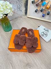 Hermes Furry Flat Slippers 05 - 1