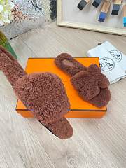 Hermes Furry Flat Slippers 05 - 5