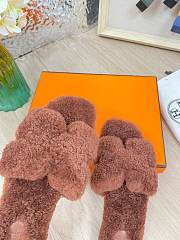 Hermes Furry Flat Slippers 05 - 4