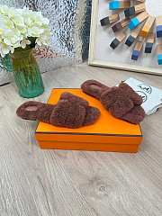 Hermes Furry Flat Slippers 05 - 3