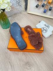 Hermes Furry Flat Slippers 05 - 2