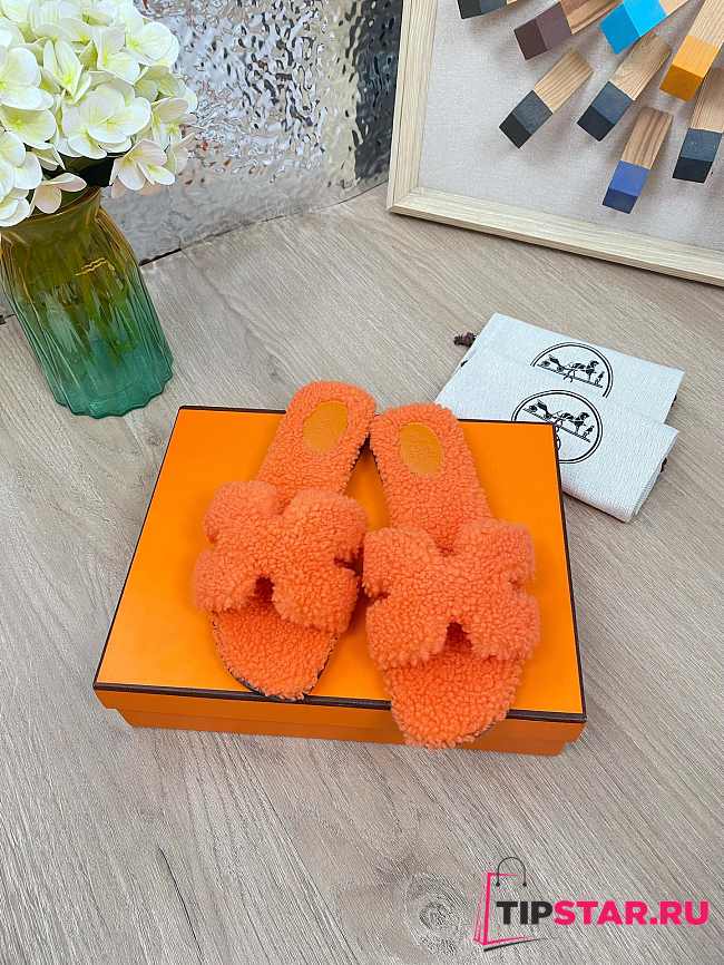 Hermes Furry Flat Slippers 03 - 1