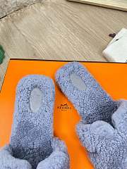 Hermes Furry Flat Slippers 02 - 2